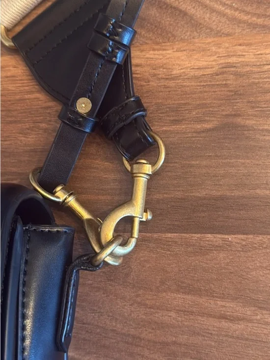 Zara Black bah Crossbody with Cream Canvas Strap - Picture 3 of 4